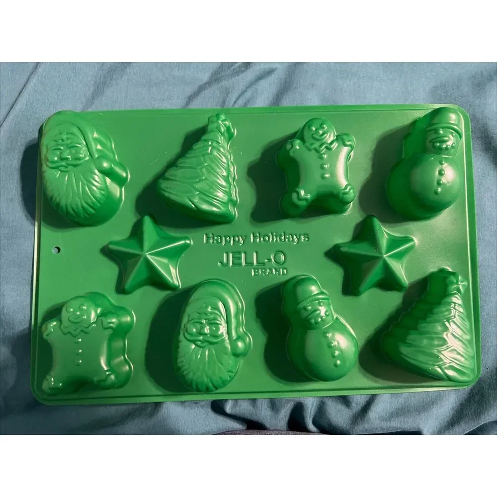 Happy Holidays‎ Jell-o Brand Jigglers Mold Christmas Shapes Green Plastic